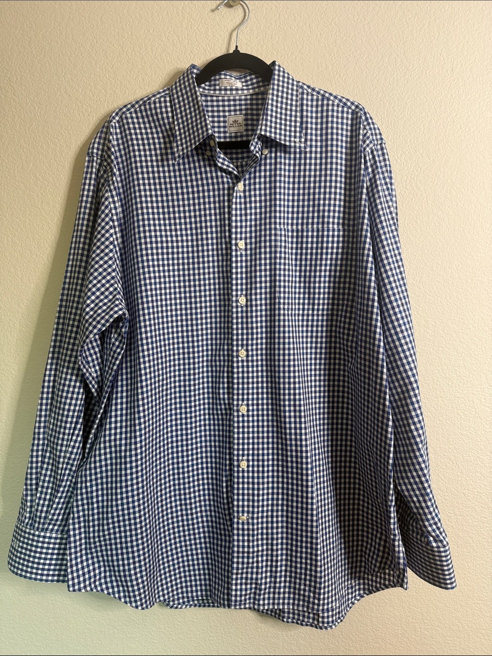 Peter Millar Navy and White Gingham Button-Down Shirt XL